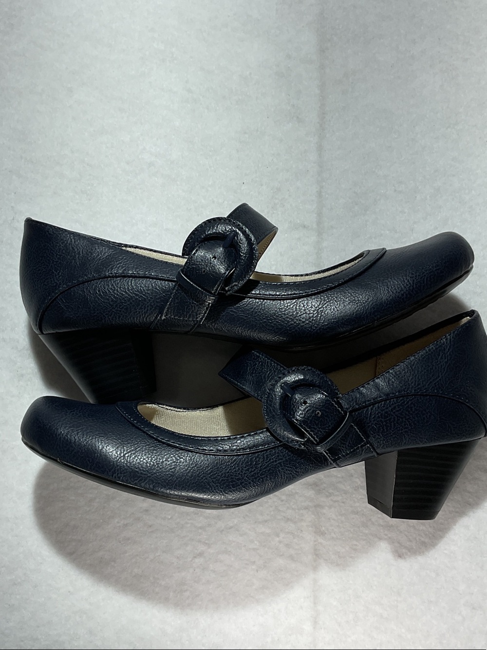 Life Stride Rozz Navy Mary Jane Block Heel Pumps with Buckle - Picture 3 of 8